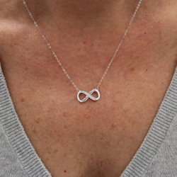 Collier Inifity gravé en Argent - Oxyde de Zirconium