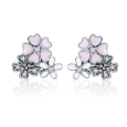 Boucles d'Oreilles Fleurs en Argent 925 - Oxyde de Zirconium