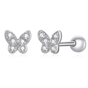 Boucles d'Oreilles Papillons Scintillants en Argent 925 - Oxyde de Zirconium