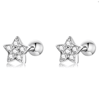 Boucles d'Oreilles Etoiles Scintillantes en Argent 925 - Oxyde de Zirconium