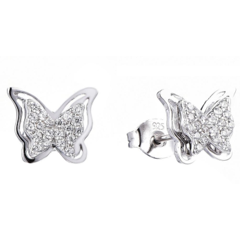 Boucles d'oreilles Papillon en Argent 925/1000 - Oxyde de Zirconium