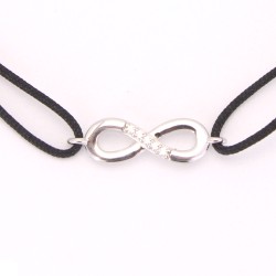 Bracelet cordon Noir Infini - Oxyde de Zirconium