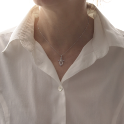 Collier Croix Infini en Argent 925/1000 - Oxyde de Zirconium Bleu