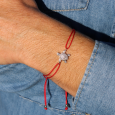 Bracelet cordon Rouge Tortue en Argent 925/1000 - Oxyde de Zirconium