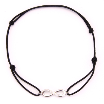 Bracelet cordon Noir Infini - Oxyde de Zirconium