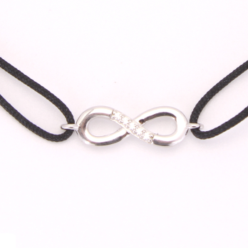 Bracelet cordon Noir Infini - Oxyde de Zirconium