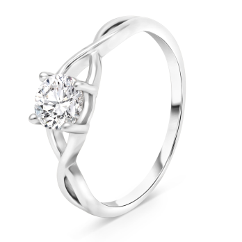 Bague Solitaire Torsadé en Argent - Oxyde de Zirconium