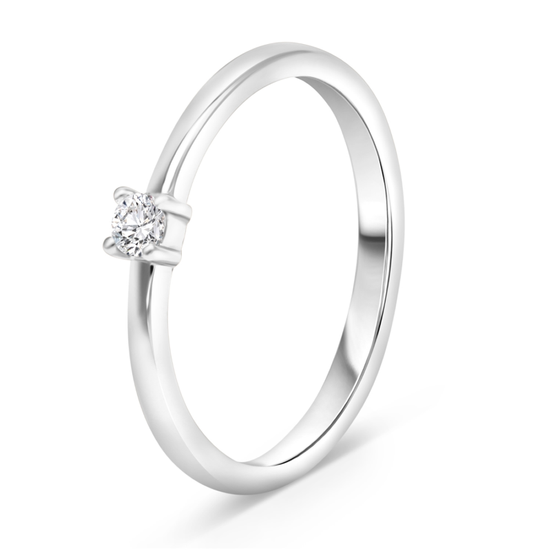 Bague Solitaire simple en Argent - Oxyde de Zirconium