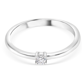 Bague Solitaire simple en Argent - Oxyde de Zirconium