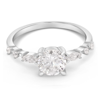 Bague Solitaire Accompagné en Argent 925/1000 - Oxyde de Zirconium