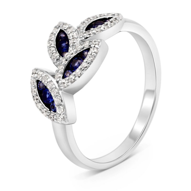 Bague Epi en Argent 925/1000 - Oxyde de Zirconium Bleu