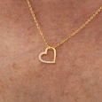 Collier Coeur doré à l'or fin en Argent 925/1000- Oxyde de Zirconium Collier Coeur doré à l'or fin en Argent 925/1000- Oxyde de Zirconium
