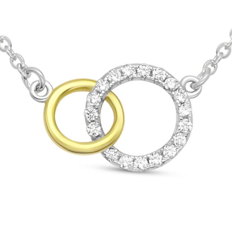 Collier Double Anneaux en Argent 925/1000 - Oxyde de Zirconium Collier Double Anneaux en Argent 925/1000 - Oxyde de Zirconium