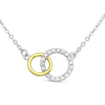 Collier Double Anneaux en Argent 925/1000 - Oxyde de Zirconium