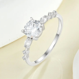 Bague Solitaire Accompagné en Argent 925/1000 - Oxyde de Zirconium