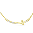 Collier Croix en Argent 925/1000 doré à l'or fin Jaune