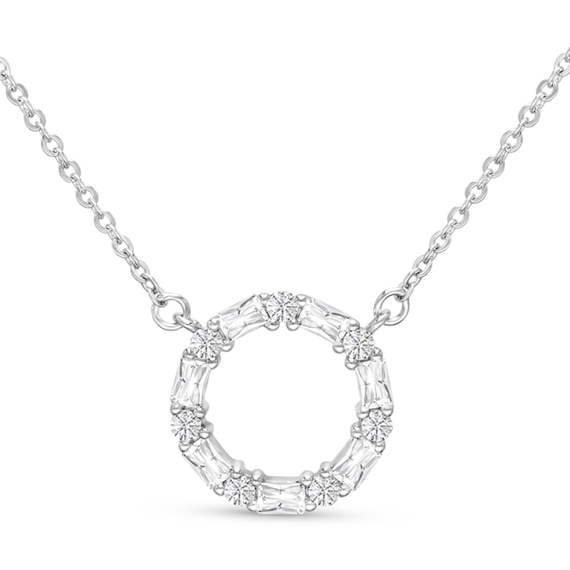 Collier Cercle Pavé en Argent 925/1000 Orné d'Oxyde de Zirconium