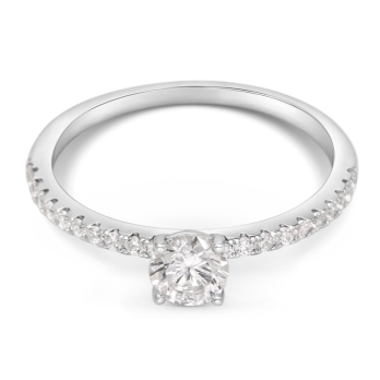 Bague Solitaire Fine Pavé 4 Griffes en Argent 925/1000 - Oxyde de Zirconium