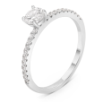 Bague Solitaire Fine Pavé 4 Griffes en Argent 925/1000 - Oxyde de Zirconium