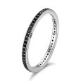 Bague Anneau Simple Noir en Argent 925/1000 - Oxyde de Zirconium