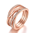 Bague Lignes Scintillantes Dorée à l'or Rose Bague Lignes Scintillantes Dorée à l'or Rose