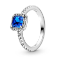 Bague Scintillante Carré Bleu en Argent 925/1000 - Oxyde de Zirconium