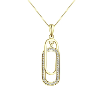 Collier Maillons entrelacés en Argent 925/1000 Doré à l'Or Fin - Oxyde de Zirconium