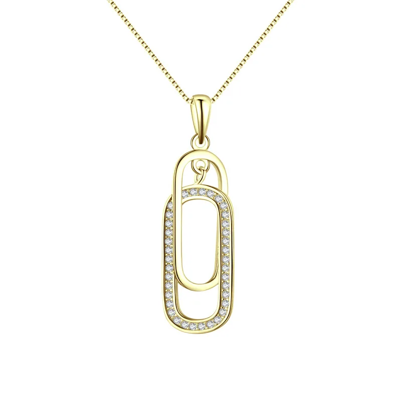 Collier Maillons entrelacés en Argent 925/1000 Doré à l'Or Fin - Oxyde de Zirconium