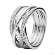 Bague Lignes Scintillantes en Argent 925/1000 - Oxyde de Zirconium