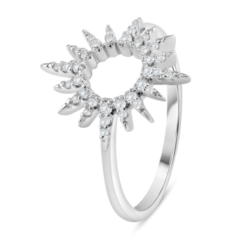 Bague Soleil pavé en Argent 925/1000 - Oxyde de Zirconium