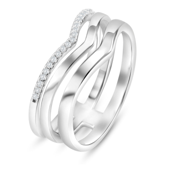 Bague Triple Anneaux en Argent 925/1000 - Oxyde de Zirconium