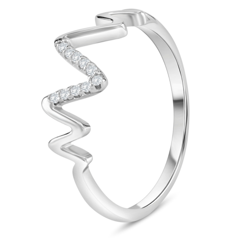 Bague Vague Scintillante en Argent 925/1000 – Oxyde de Zirconium