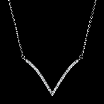 Collier pavé en V en Argent 925/1000 - Oxyde de Zirconium