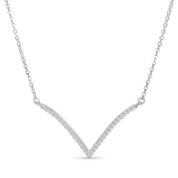 Collier pavé en V en Argent 925/1000 - Oxyde de Zirconium