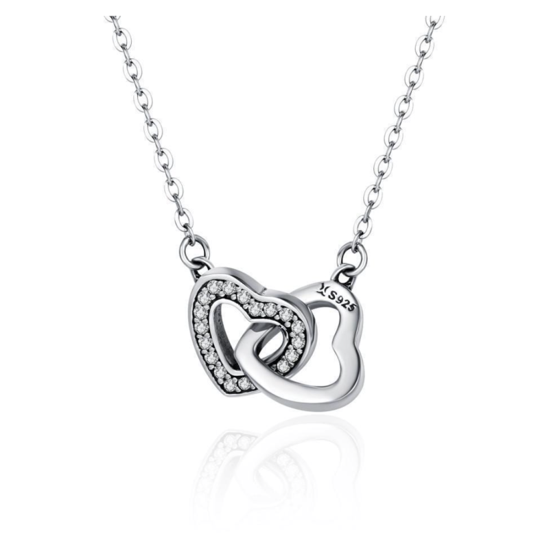 Collier Cœurs Enlacés en Argent 925/1000 - Oxyde de Zirconium