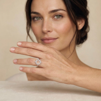 Bague Soleil Pavée Argent 925 Zirconium - Élégance Lumineuse