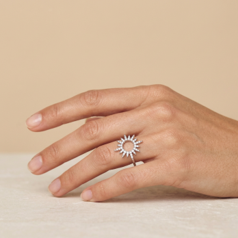 Bague Soleil Pavée Argent 925 Zirconium - Élégance Lumineuse
