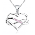 Collier Coeur Infini en Argent 925/1000 - Oxyde de Zirconium Rose