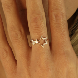 Bague ouverte Etoiles en  Argent 925/1000 - Oxyde de Zirconium